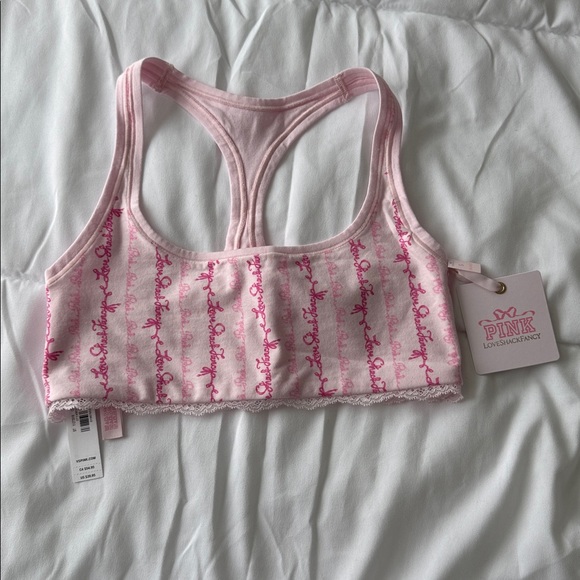 PINK X LOVESHACKFANCY Cotton Racerback Bralette Size S NWT - Picture 4 of 6